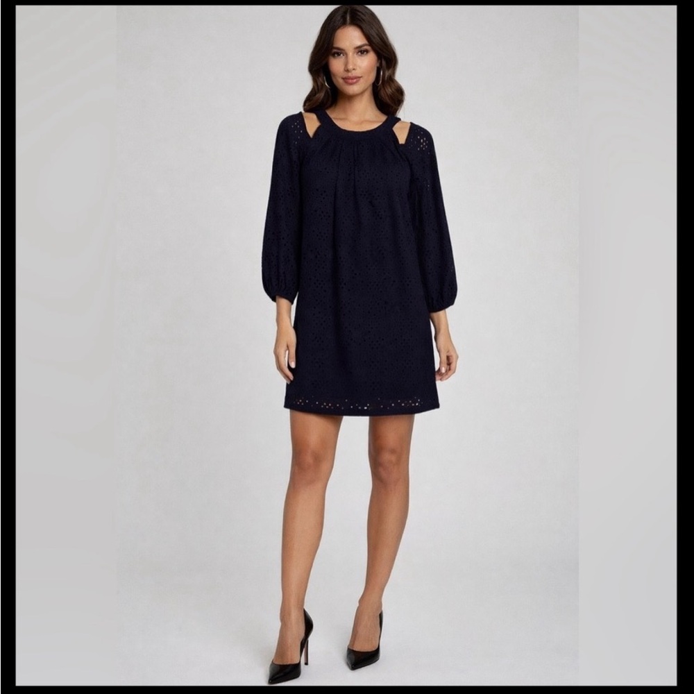 Cold Shoulder Eyelet Dress Puff Sleeve Day to Night